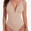 ciksob Deep V Backless Shapewear Bodysuits Tummy Control Butt Lifting Thong Body Suits Shaper for Women, Small