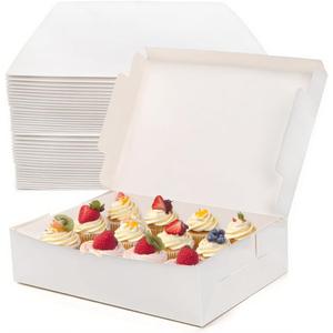 Okllen 20 Pack White Cardboard Bakery Boxes, 14 x 10 x 3.5 Inches Quarter Sheet Cake Box for Cake, Muffins, Pastries, Donuts, Cupcakes & Pie Packaging