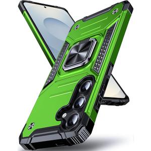 DASFOND Galaxy S25 FE Case with Stand, Enhanced 360 Rotatable Metal Ring Kickstand Military Grade Impact Resistant Shockproof Protective Phone Case Cover for Samsung Galaxy S25 FE, Grass Green
