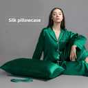 spencer & whitney Silk Pillowcase for Hair and Skin Health with Hidden Zipper 100% Mulberry Silk Bed Pillowcase Both Side 22 Momme Silk(Green)