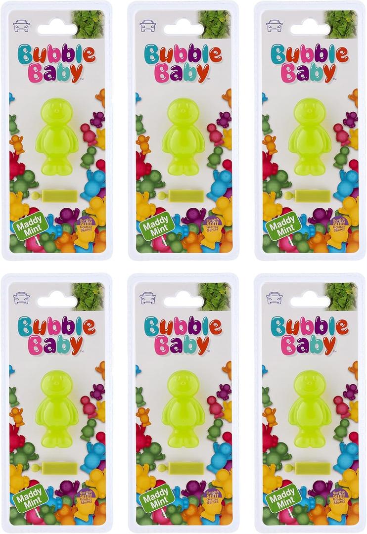 BUBBLEBABY 3D/Vent Clip Car Vent Air Freshener and Odour Eliminator - Mint Fragrance Pack of 6