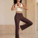JEKAOYI Women's Flare Yoga Pants High Waist Stretchy Drawstring Sweatpants | Tummy Control, Bootcut Workout Pants, Gym to Casual Outfits, with pockets (Brown, XS)