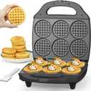 Baker's Friend Multi Mini Waffle Maker Machine, 6 x 3'' Small Waffle Iron, Perfect for Families and Individuals Use, Excellent Choice for Breakfast Brunch Parties & Events, Graphite