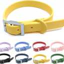 ZALER Waterproof Dog Collar, Adjustable Odor Proof Dog Collars Easy to Clean, Soft Comfortable Pet Collars for Large, Medium Small Dogs (Butter Yellow, L(Length:15.7''-19.7''; Width:1''))
