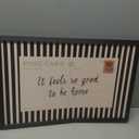 Framed 'It Feels So Good To Be Home' Postcard Wall Art, Vintage Black White Stripe Canvas Print, Rustic Farmhouse Decor for Living Room Bedroom Entryway Guest Room, 24"L x 16"W