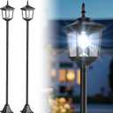 Greluna Solar Lamp Post Light Outdoor, Cool White, IP45 Waterproof Solar Post Lights Outdoor, Pole Lights Decorative Lamp for Yard Garden Patio Lawn Pathway Driveway Front/Back Door 2 Pack