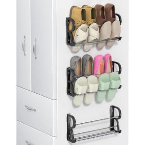 Wall Shoe Rack for RV Shoe Storage, 3 Pack Wall Mounted Shoe Rack with Sticky Hanging Mounts for Camper Small Space Shoe Holder for Door Shoes Organization Shelf No Drilling, 17.7 x 4.4 x 8.6 inches