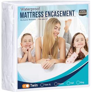 Utopia Bedding Zippered Mattress Encasement Twin, 100% Waterproof Bed Bug and Dust Mite Proof Mattress Protector, Absorbent Six-Sided Mattress Cover