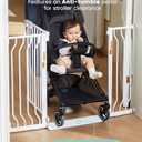 Mom's Choice-GROWNSY Baby Gate for Stairs, 29.5"-48.4" Pressure Mounted Baby Gate for Top of Stair&Doorway with V-Shaped Rods, Anti-Trip Pedal, Extra Wide Stairs Dog Gate Easy Install w/Red Reminder