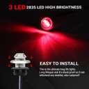 TMH (Pack of 20) 3/4 Inch Mount Clear Lens RED LED + Stainless Ring Cover Grommet Clearance Button Marker lights Side LED marker Indicator Turn Signal for trailer Truck RV Car Bus Van