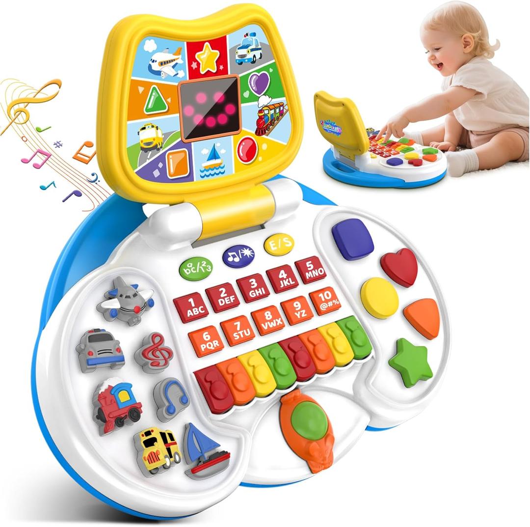Interactive Laptop Toys for Toddler 2-4: Educational Bilingual Kids Computer with LCD Screen & Learning Toys for 2-3 Year Olds -Birthday Gifts for Boys & Girls
