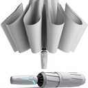Windproof Travel Umbrella for Rain, Withstand 85MPH Winds, 54 Inch Automatic Reverse Fold Umbrellas Easy Auto Open Close, Portable Compact Umbrella Includes Cover Bag, Perfect for Travel, Car, Commute, Women Men, Backpack (Gray)