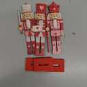 Thyle 3 Pcs Valentine Nutcracker Soldier 7 in Wooden Traditional Valentine Nutcrackers Figures Wood Veneer Tabletop Decoration for Desktop Fireplace Collectible Gifts(Red and Pink)