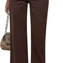 GRAPENT Straight Leg Jeans for Women High Waisted Stretchy Frayed Raw Hem Loose Denim Pants Casual Baggy Jean Trousers (Small, Pecan Brown)