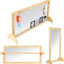 3-in-1 Montessori Mirror Baby Wall with Wooden Baby Pull Up Bar  Safe, Shatterproof & Versatile for Babys Development (Dolls not Include)