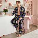 Unisex Ultra Soft Pajama Set, Valentines Pajamas, Soft Warm Matching Sleepwear Gift for Women Men (Black, L)