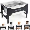 3 Gallons Elevated Large Dog Water Bowl, 4 Height Adjustable Stainless Steel Raised Dog Bowls with Stand, Indoor Outdoor Pet Water Bowl Relief Joint Pressure Pet Dishes for Dogs Easy Clean