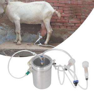 2L Goat Milking Machine Electric, Manual Goat Milker with Stainless Steel Bottle Goat Milker Machine Electric Pump for Milk Plant, Dairy Farm,Sheep Farm Portable Livestock Milking Supplies
