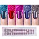 3 x Press on Nails Short Square, OPkssnails 150pcs Glittering Cat Eye Soft Gel Nail Tips, Reusable & Natural Acrylic False Nails for Women and Girls Stick on Nails in 15 Sizes (C1 Square Simple colorful style)