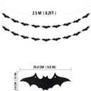 Gexolenu Halloween Bunting Bat Banner Black Glitter Bat Garland for Halloween Theme Outdoor Indoor Haunted House Party Supply for Mantle Fireplace Halloween Party Decorations