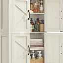 VASAGLE LIRY Collection - Farmhouse Storage Cabinet, Bathroom Floor Cabinet with Barn Doors, Freestanding Kitchen Pantry, Adjustable Shelves, for Dining Room, Living Room, Rustic White, UBBK773W01