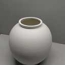 White Ceramic Vase - Large 12.5 Inch Round Floor Vase for Centerpieces, Farmhouse Rustic Minimalist Home Decor (Sandstone White)