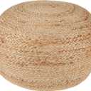 Jute Pouf Ottoman - Briaded Round Pouf - Boho Ottoman Foot Rest - Poofs/Ottomans Furniture Decor - Poofy for Bedroom - Poufs for Living Room - (18"x18"x10") (Natural)
