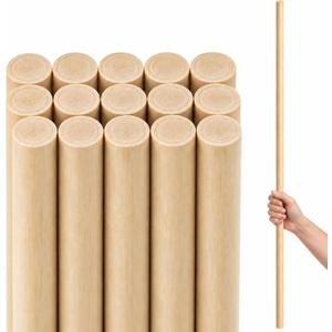 16PCS Birch Dowel Rods 3/4 x 36 Inches – 16 Pack Natural Birch Wood Sticks Smooth Wooden Dowels 36 Inch Long for Crafts DIY Crafting Projects Décor and Unfinished Wood Crafts