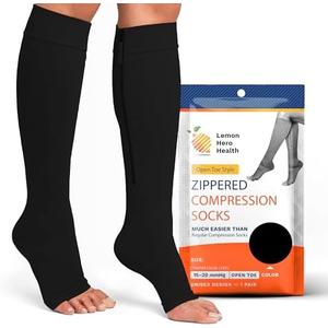 Lemon Hero Zipper Compression Socks 15-20 mmHg Open Toe, Medical Zip Up Compression Stockings for Women and Men - Improves Blood Circulation, Relieves Pain & Swelling M