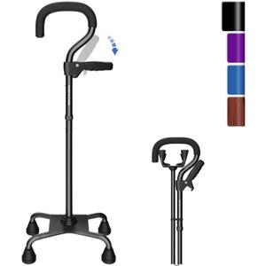 KingPavonini Canes for Women/Men with Second Handle, Foldable & Adjustable Walking Cane with 4-Pronged Base, Quad Cane for Stability, Standing, Balance, Leg Surgery Recovery