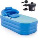 CO-Z Inflatable Adult Bath Tub, Free-Standing Blow Up Bathtub with Foldable Portable Feature for Adult Spa with Electric Air Pump (High-Density PVC) (Blue)
