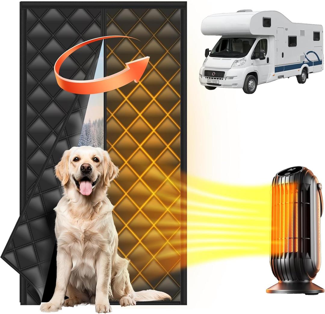 RV Door Cover  RV Insulated Door Covers for Inside Camper | Magnetic RV Thermal Insulation Door Curtain | Keeps Heat in & Cold Out for Winter | Camper Insulated Door Cover for Trailer