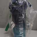 Water Bottle with Straw, 32oz Motivational Water Bottles with Time Marker to Drink, Tritan BPA Free, 1L Sports Water Bottle with Carry Strap LeakProof for Women Gym Fitness Outdoor (1 Pack) (Dark Blue)