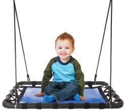 Platform Tree Swing for Kids - Swing Set, Tree Branch, or Playground - 40x30in Rectangular Platform for Kids with Adjustable Rope - Outdoor Activities by Hey Play (Blue/Black)