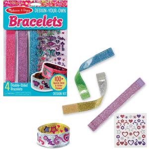 Melissa & Doug Design-Your-Own Bracelets with 100+ Sparkle Gem & Glitter Stickers, Kids Snap Bracelets, Stickers & Jewelry Crafts, Preschool Toys for Girls & Boys Ages 4+