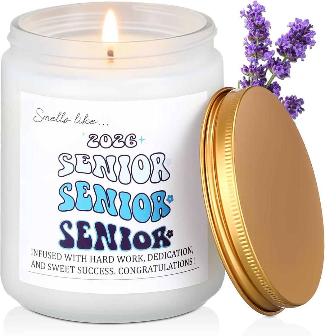 Class of 2026 Scented Candle Senior Night Gifts Senior 2026 Graduation Gift for Her Women Team Coach Player Funny Graduations Gifts for Masters Degree, College, High School(Blue)