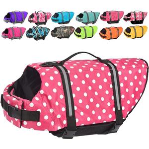Dog Life Jacket with Rescue Handle, Dog Life Vest for Swimming Boating, Adjustable Reflective Puppy Swim Vest with Superior Buoyancy for  Dogs, large