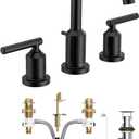 Moen Gibson Two-Handle High Arc Widespread Modern Bathroom Sink Faucet for 3-Hole Setups with Valve Included, Matte Black, TV6142BL