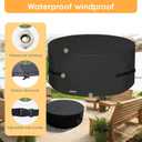 Round Fire Pit Cover - 600D Heavy-Duty Oxford Fabric, Fits 18-48 Inch Fire Pits & Fire Pit Tables, Black, 23" D x 16" H