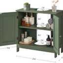 TEENFON Pedestal Sink Storage Cabinet, Under Sink Cabinet with 2 Doors & Shelf, Under Bathroom Sink Cabinet, Pedestal Sink Storage for Bathroom, Green, 11.8"d X 23.6"w X 23.6"h