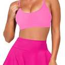 Pink Queen Women's High Waisted Bikini Set Two Piece Swimsuit Scoop Neck Spaghetti Straps Swim Skirt Bathing Suit (Medium, Purple)