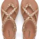 Luoika Women's Wide Width Flat Sandals, Flip Flop Casual Strapy Sandals Slip on Summer Beach Shoes for Women. 9.5XW