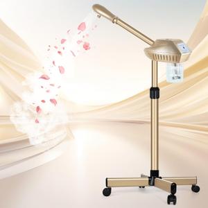 Facial Steamer Professional, Steamer for Face on Wheels, Champagne Gold