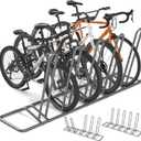 XCSOURCE Bike Parking Stand, Bike Rack Bicycle Floor Parking Stand for 5 Bikes, Adjustable Dual Purposes Bike Storage Holder for Garage, 2 Extra Floor Anchor Brackets, Indoor & Outdoor