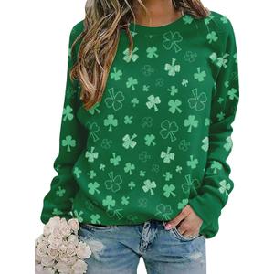 MYHALF St Patricks Day Sweatshirt Women Shamrock Long Sleeve Irish Festival Holiday Tee Short Sleeve Causal Top (M)