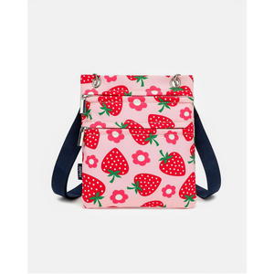 Crossbody Purse with Strawberry Print, Zipper Pocket, Adjustable Strap, Women's Shoulder Handbags