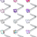 MILACOLATO Hypoallergenic Nose Rings 15Pcs 18G 20G Surgical Stainless Steel Nose Rings Studs