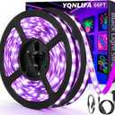66FT Black Light Strip, 1200 Lamp Beads, Flexible LED Blacklight Kit, 12V Blacklight Strips, Non-Waterproof for Indoor BedroomDecoration, Glow Party, Birthday, Wedding, Halloween