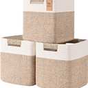 13 Inch Storage Cubes, 3 Pack Cube Storage Bins for Organizing, Cotton Rope Woven Baskets for Shelves, Bathroom, Kids Room, Closets, Baby Nursery