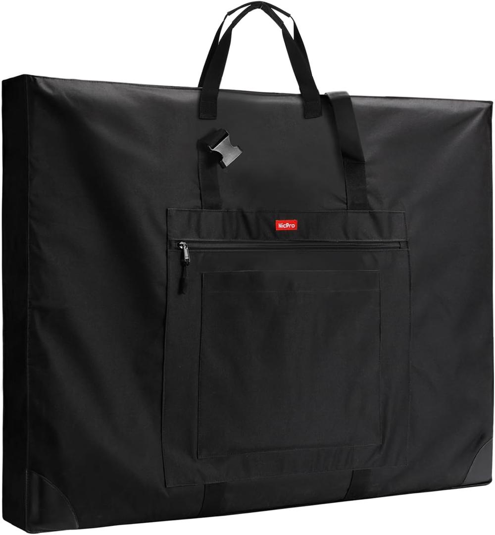 Nicpro Large Size Art Portfolio Case, Artist Portfolio Tote Bag with Leather Corners & Side Widening, Waterproof Storage Portfolio Folder with 3 Pockets for 24'' x 36'' Poster Canvas Sketching Drawing